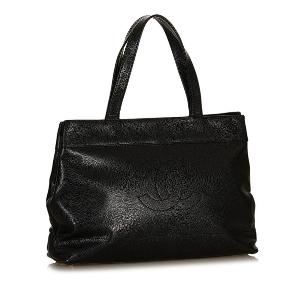 シャネル ココマーク トートバッグ ブラック キャビアスキン レディース CHANEL 【中古】