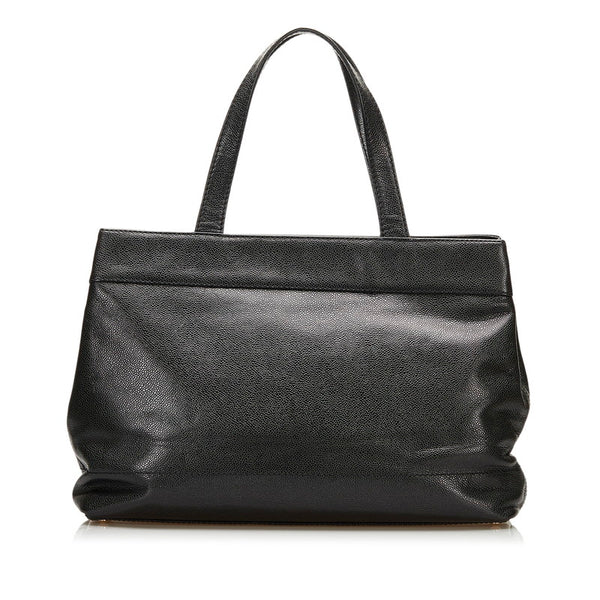 シャネル ココマーク トートバッグ ブラック キャビアスキン レディース CHANEL 【中古】