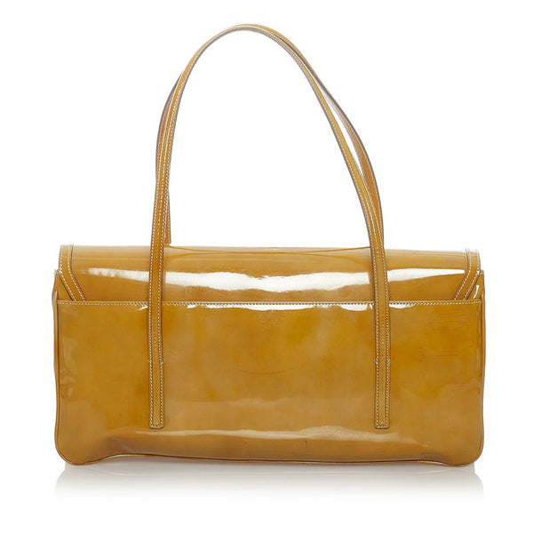 サルヴァトーレフェラガモ ガンチーニ ハンドバッグ AB-21 2804 マスタード イエロー エナメル レディース Salvatore Ferragamo 【中古】