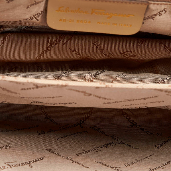 サルヴァトーレフェラガモ ガンチーニ ハンドバッグ AB-21 2804 マスタード イエロー エナメル レディース Salvatore Ferragamo 【中古】