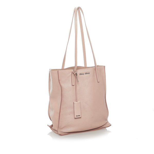 ミュウミュウ トートバッグ ベビーピンク レザー レディース MIUMIU 【中古】