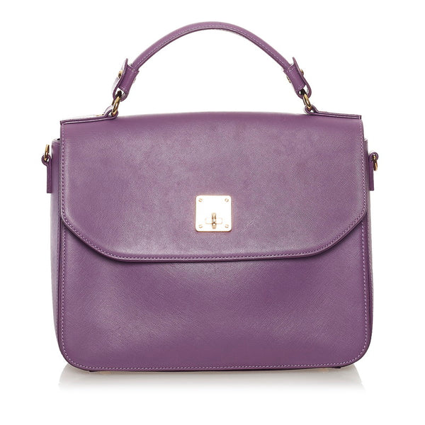 エム シー エム ハンドバッグ ショルダーバッグ 2WAY パープル レザー レディース MCM 【中古】
