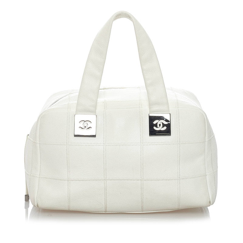 シャネル チョコバー ココマーク ホワイト キャビアスキン ハンドバッグ レディース CHANEL 【中古】