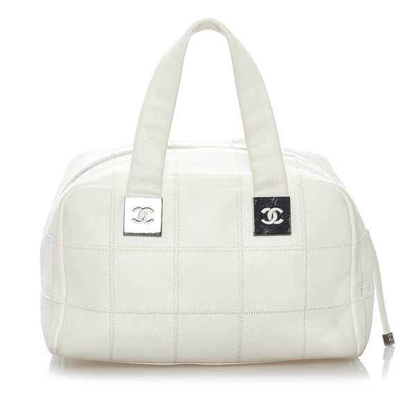 シャネル チョコバー ココマーク ホワイト キャビアスキン ハンドバッグ レディース CHANEL 【中古】