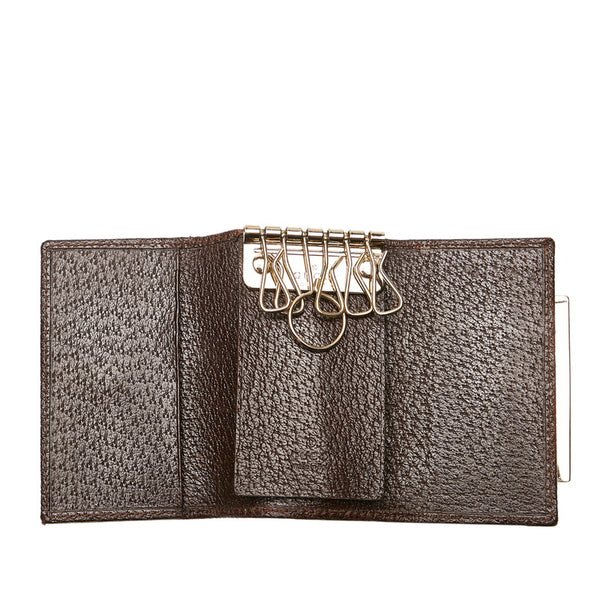 グッチ シェリー キーケース 181673 ブラウン グリーン レッド キャンバス レザー レディース GUCCI 【中古】