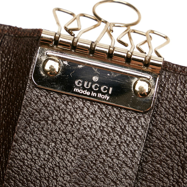 グッチ シェリー キーケース 181673 ブラウン グリーン レッド キャンバス レザー レディース GUCCI 【中古】