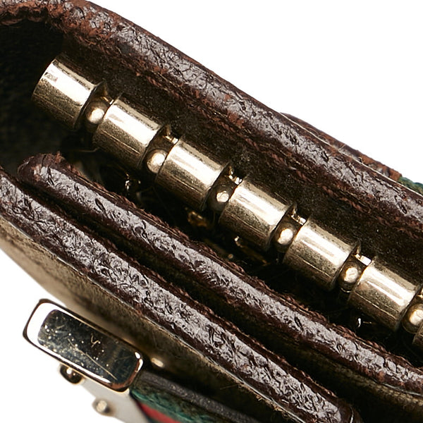 グッチ シェリー キーケース 181673 ブラウン グリーン レッド キャンバス レザー レディース GUCCI 【中古】