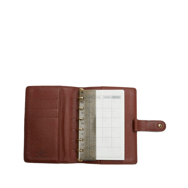 ルイ ヴィトン モノグラム アジェンダPM 手帳カバー R20005 ブラウン PVC レザー レディース LOUIS VUITTON 【中古】