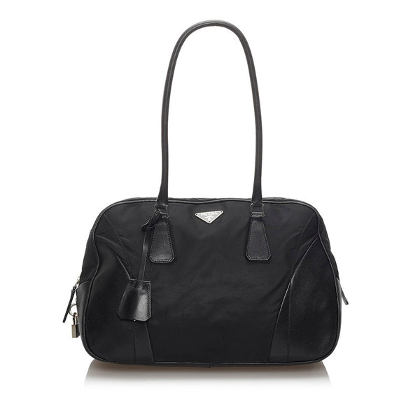 プラダ ハンドバッグ ブラック ナイロン レザー レディース PRADA 【中古】