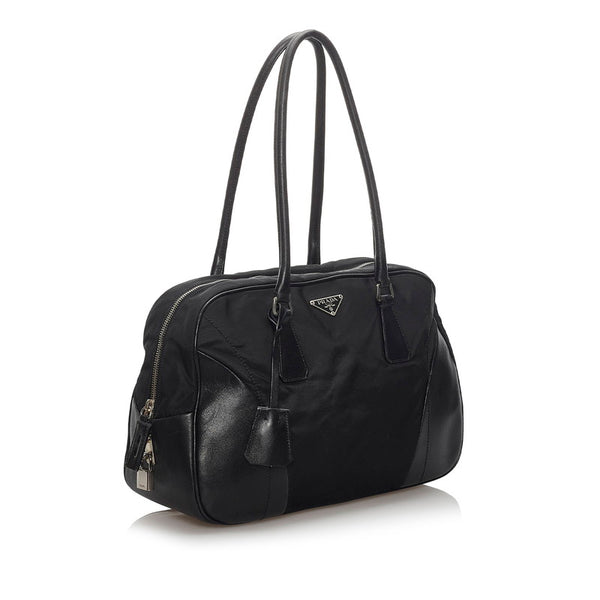 プラダ ハンドバッグ ブラック ナイロン レザー レディース PRADA 【中古】