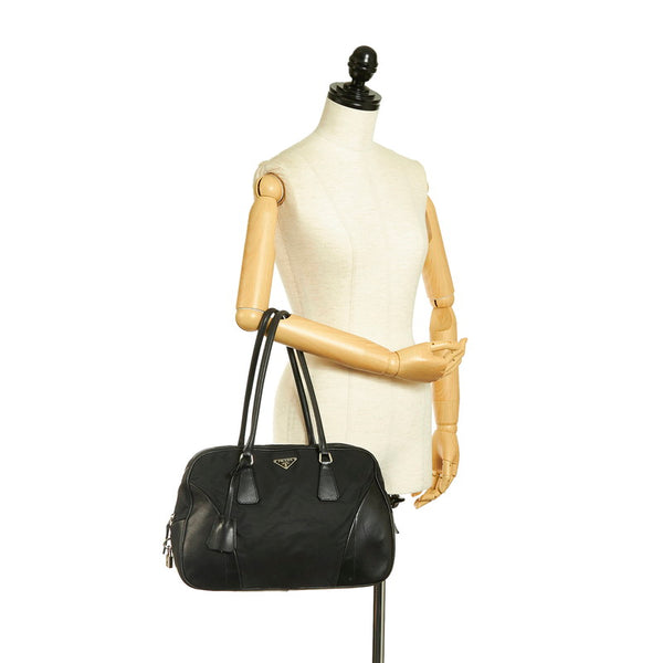 プラダ ハンドバッグ ブラック ナイロン レザー レディース PRADA 【中古】