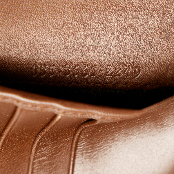 グッチ GGキャンバス 035 3661 ブラウン キャンバス レザー 二つ折り財布 レディース GUCCI 【中古】