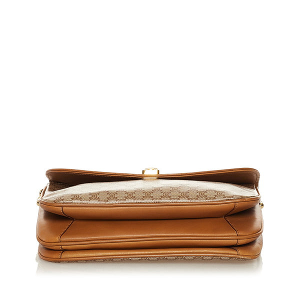 セリーヌ マカダム 斜め掛け ショルダーバッグ  ベージュ ブラウン PVC レザー レディース CELINE 【中古】