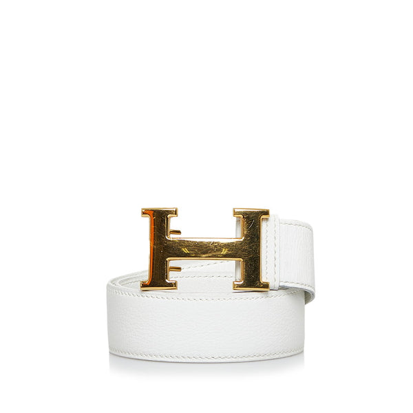エルメス コンスタンス Hベルト ベルト ホワイト ゴールド レザー レディース HERMES 【中古】