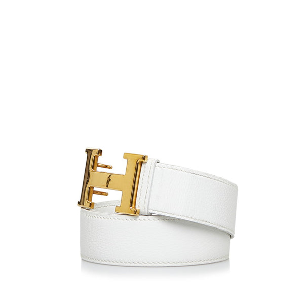 エルメス コンスタンス Hベルト ベルト ホワイト ゴールド レザー レディース HERMES 【中古】