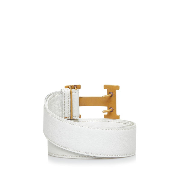 エルメス コンスタンス Hベルト ベルト ホワイト ゴールド レザー レディース HERMES 【中古】