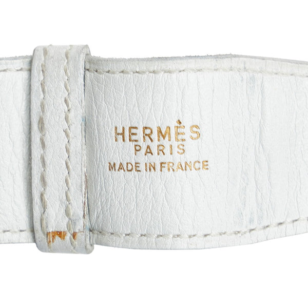 エルメス コンスタンス Hベルト ベルト ホワイト ゴールド レザー レディース HERMES 【中古】