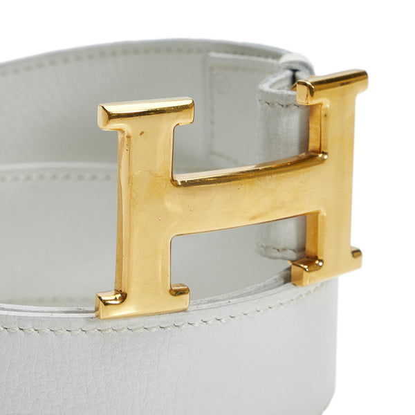 エルメス コンスタンス Hベルト ベルト ホワイト ゴールド レザー レディース HERMES 【中古】
