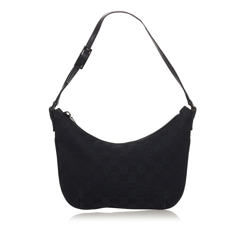 グッチ GGキャンバス ワンショルダーバッグ 005 0813 ブラック キャンバス レザー レディース GUCCI 【中古】