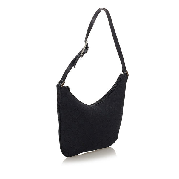 グッチ GGキャンバス ワンショルダーバッグ 005 0813 ブラック キャンバス レザー レディース GUCCI 【中古】