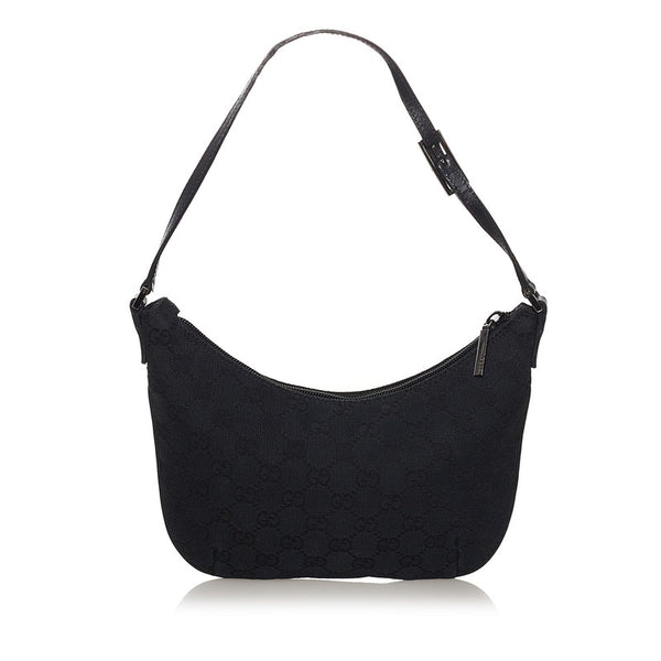 グッチ GGキャンバス ワンショルダーバッグ 005 0813 ブラック キャンバス レザー レディース GUCCI 【中古】