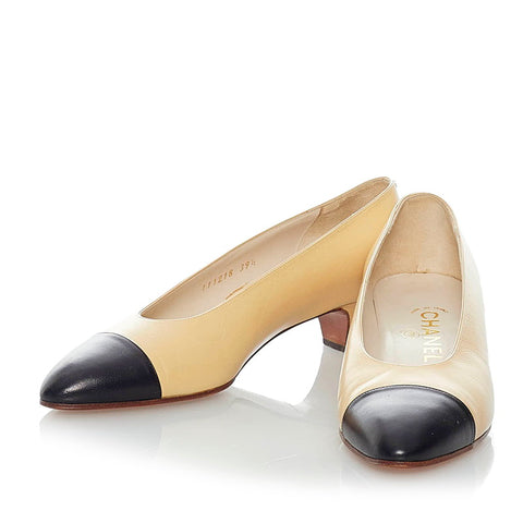 シャネル パンプス クリーム レザー レディース CHANEL 【中古】