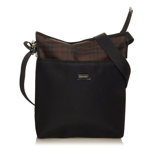 バーバリー ブラック ブラウン ナイロン 斜め掛け ショルダーバッグ メンズ BURBERRY 【中古】