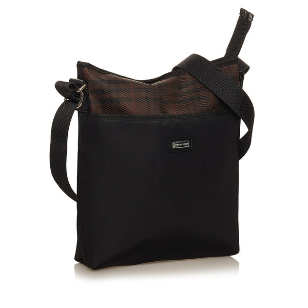バーバリー ブラック ブラウン ナイロン 斜め掛け ショルダーバッグ メンズ BURBERRY 【中古】