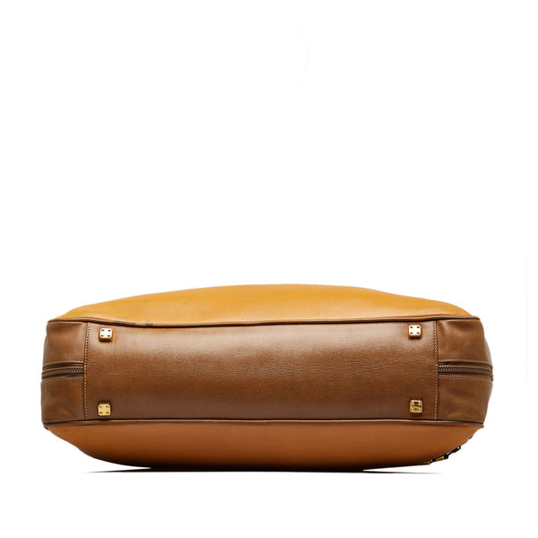 ロエベ アナグラム ビジネスバッグ ブリーフケース 書類カバン イエロー ブラウン レザー メンズ LOEWE 【中古】