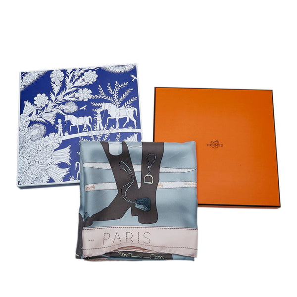 エルメス カレ90 MONSIEUR ＆ MADAME ムッシュ＆マダム スカーフ ピンク マルチカラー シルク レディース HERMES 【中古】