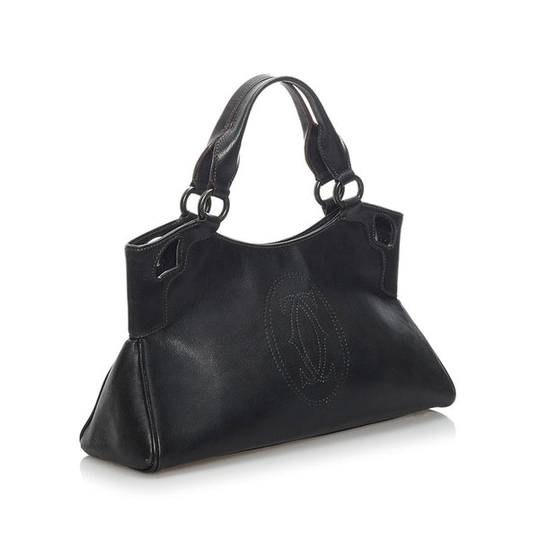 カルティエ マルチェロ ハンドバッグ ブラック レザー レディース CARTIER 【中古】