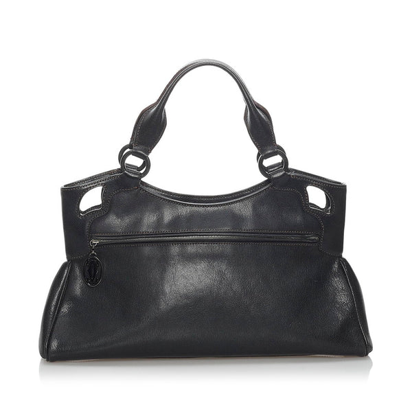 カルティエ マルチェロ ハンドバッグ ブラック レザー レディース CARTIER 【中古】