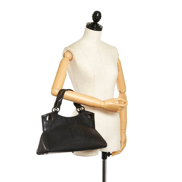 カルティエ マルチェロ ハンドバッグ ブラック レザー レディース CARTIER 【中古】