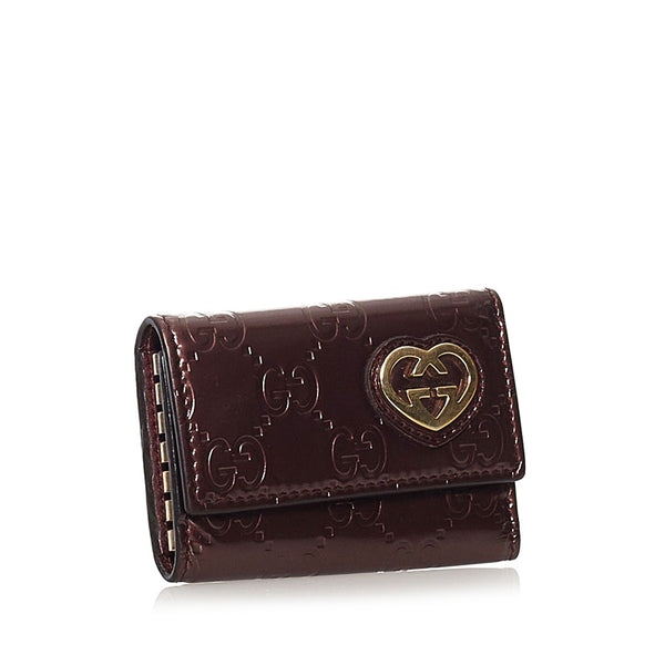 グッチ グッチシマ ラブリーハート キーケース 257217 ブラウン エナメル レディース GUCCI 【中古】