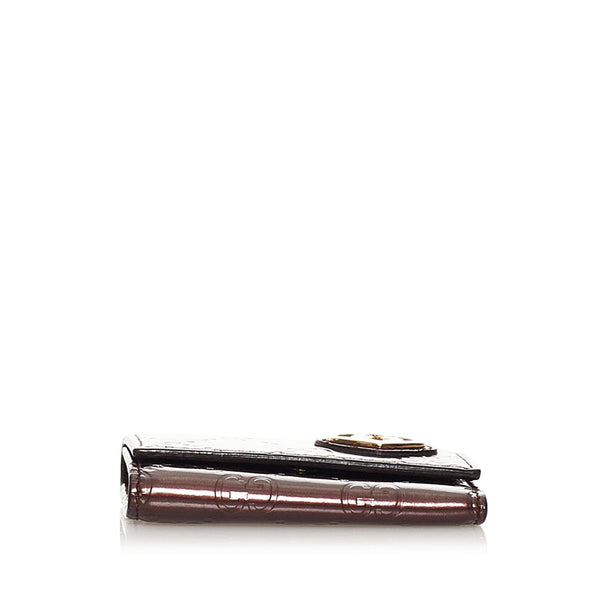 グッチ グッチシマ ラブリーハート キーケース 257217 ブラウン エナメル レディース GUCCI 【中古】