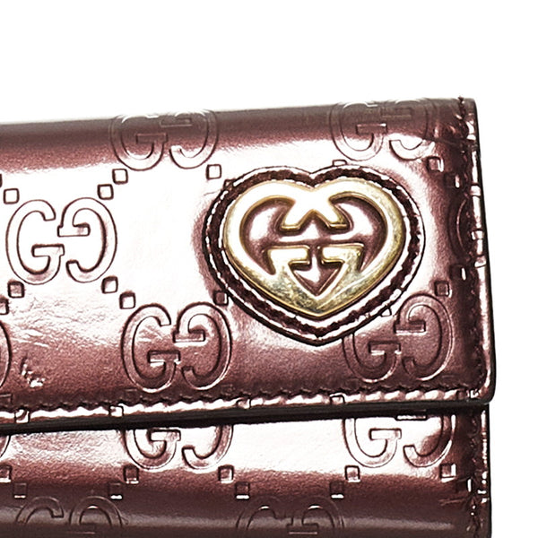 グッチ グッチシマ ラブリーハート キーケース 257217 ブラウン エナメル レディース GUCCI 【中古】
