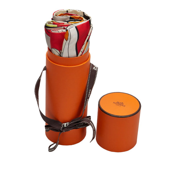 エルメス マキシ ツイリー Astrologie Nouvelle 新たなる占星術 スカーフ オレンジ ベージュ シルク レディース HERMES 【中古】