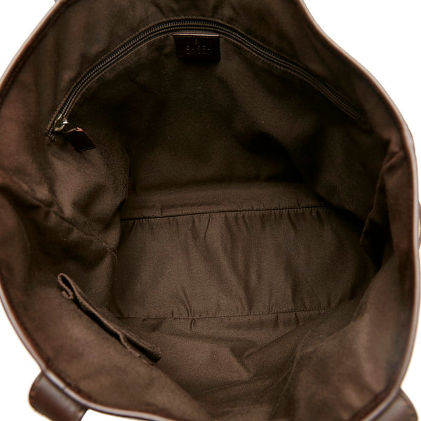 グッチ GGキャンバス トートバッグ ショルダーバッグ 145971 ベージュ ブラウン キャンバス レザー レディース GUCCI 【中古】