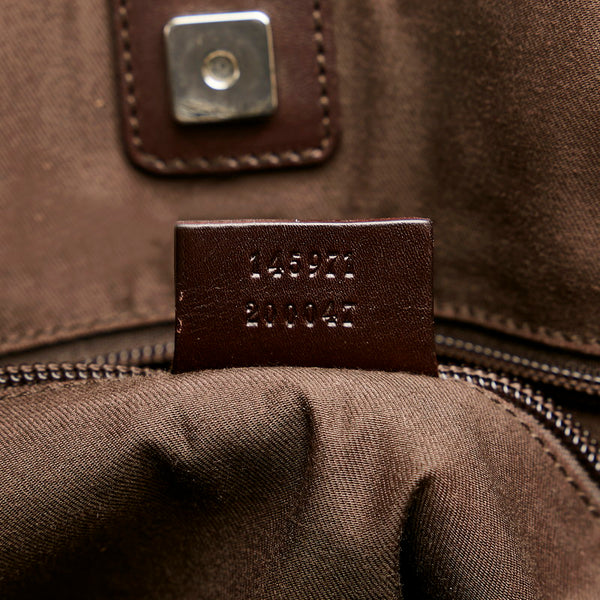 グッチ GGキャンバス トートバッグ ショルダーバッグ 145971 ベージュ ブラウン キャンバス レザー レディース GUCCI 【中古】