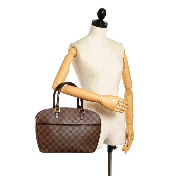 ルイ ヴィトン ダミエ サリア オリゾンタル ハンドバッグ N51282  ブラウン PVC レザー レディース LOUIS VUITTON 【中古】