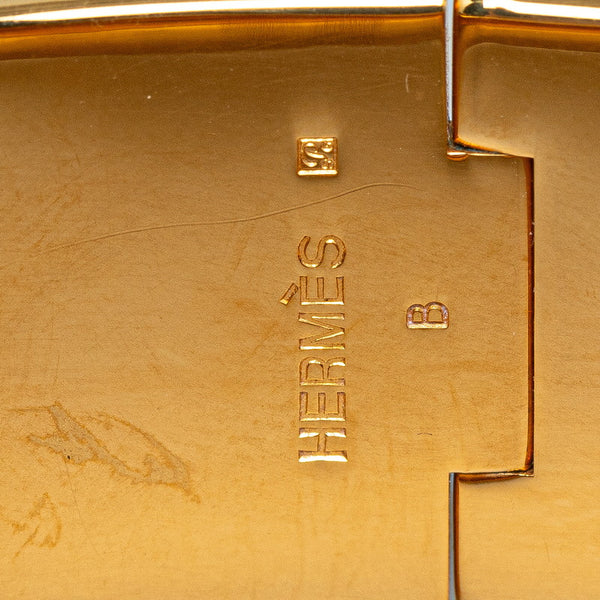 エルメス エマイユGM 七宝焼き ライオン バングル ゴールド ブルー メッキ レディース HERMES 【中古】