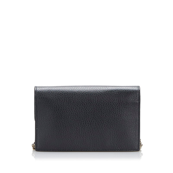 グッチ インターロッキングG チェーンウォレット 長財布 2WAY 510314 ブラック レザー レディース GUCCI 【中古】