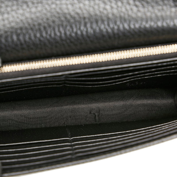 グッチ インターロッキングG チェーンウォレット 長財布 2WAY 510314 ブラック レザー レディース GUCCI 【中古】