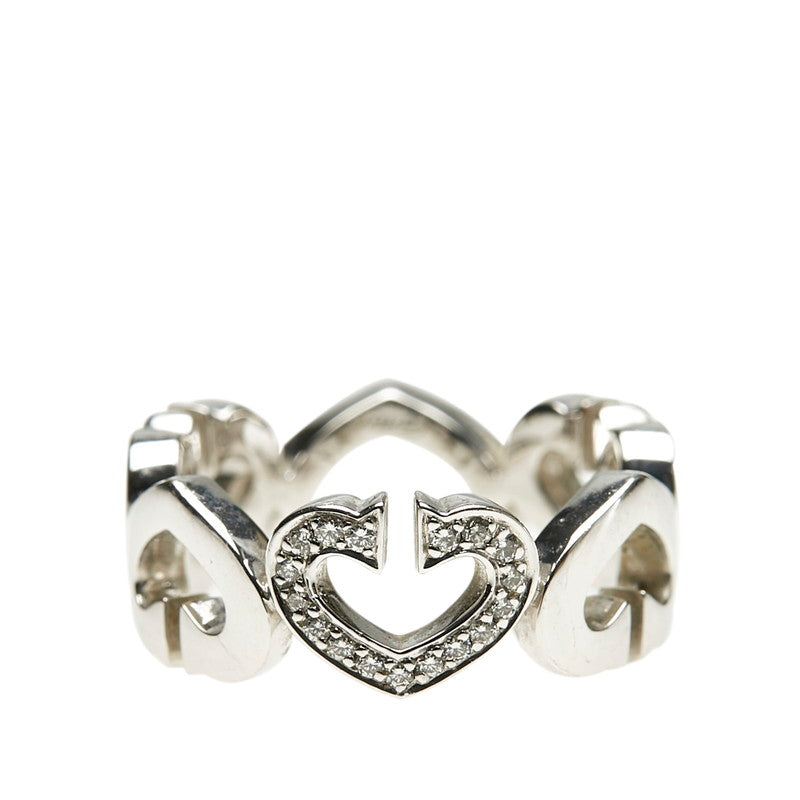 カルティエ K18WG ホワイトゴールド ダイヤ Cハート リング 指輪 レディース CARTIER 9号 【中古】