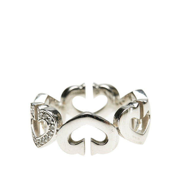 カルティエ K18WG ホワイトゴールド ダイヤ Cハート リング 指輪 レディース CARTIER 9号 【中古】