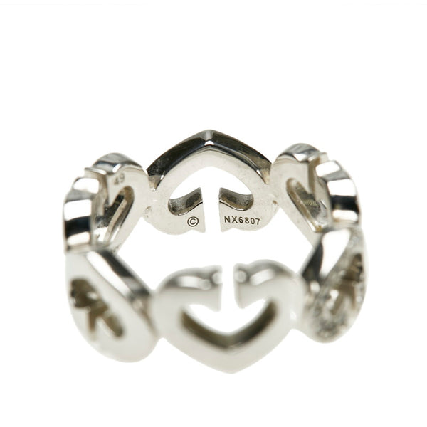 カルティエ K18WG ホワイトゴールド ダイヤ Cハート リング 指輪 レディース CARTIER 9号 【中古】