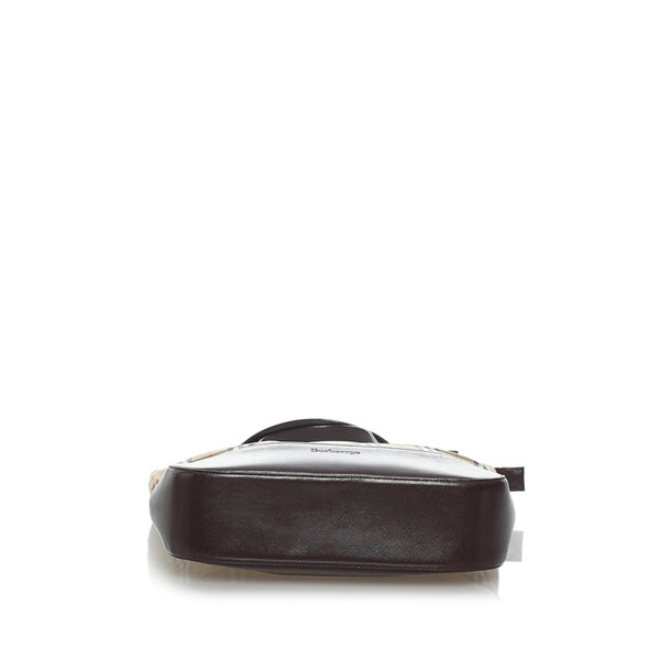 バーバリー ノバチェック ベージュ キャンバス レザー ハンドバッグ レディース BURBERRY 【中古】