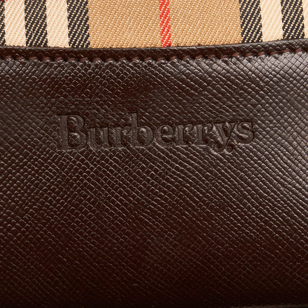 バーバリー ノバチェック ベージュ キャンバス レザー ハンドバッグ レディース BURBERRY 【中古】