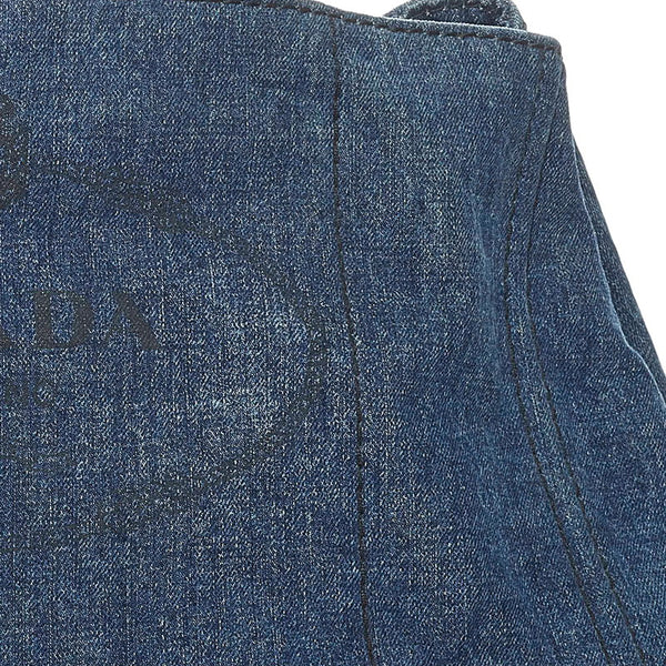 プラダ カナパ トートバッグ B1872B ブルー デニム レディース PRADA 【中古】