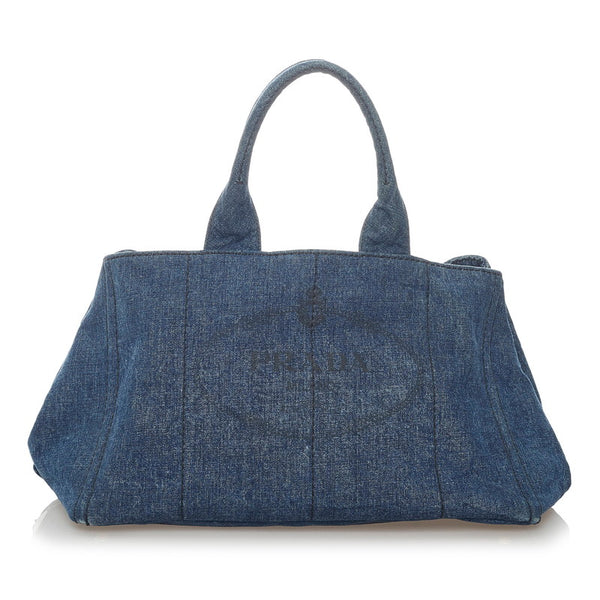 プラダ カナパ トートバッグ B1872B ブルー デニム レディース PRADA 【中古】